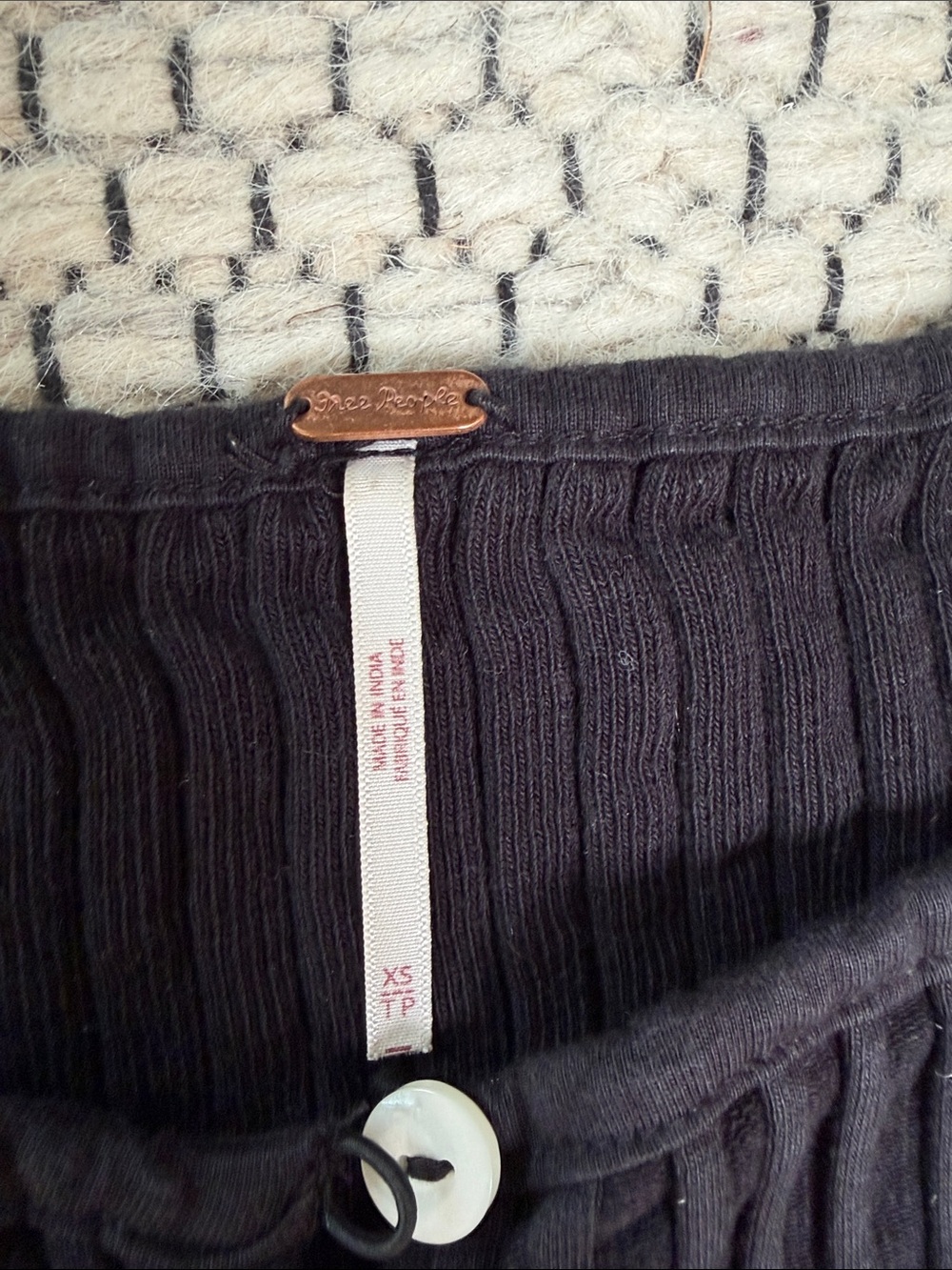 Free People Black Ribbed Button-Front Tank - Picture 2 of 3